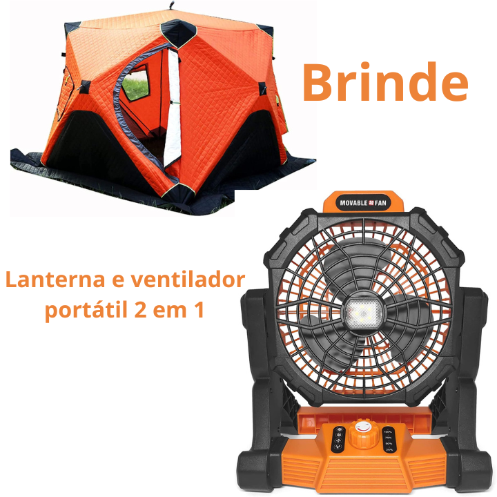 Barraca de Camping Impermeável Abertura Rápida até 6 Pessoas ( Brinde Lanterna e ventilador portátil 2 em 1 )