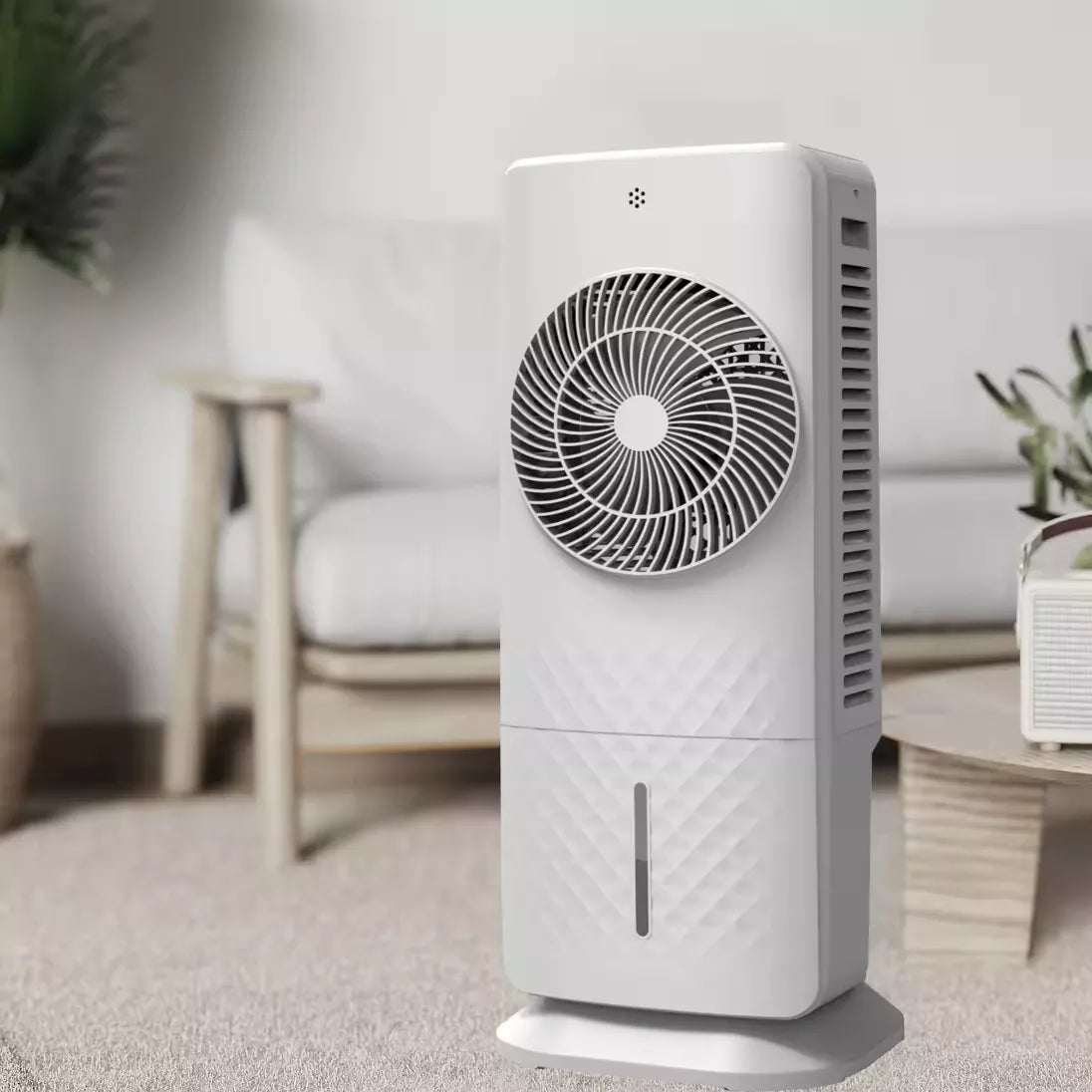 Climatizador Ar Frio Portátil Evaporativo Mullt X Voltagem 220v Capacidade 5,5 Litros Ventilador Com Base Giratória 3 Em 1 Umidificador Purificador Ventilador Com Reservatório Para Agua E Gelo